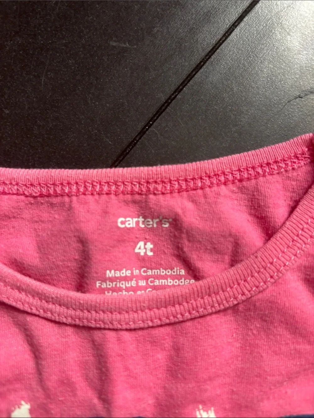 Carter's Girls Long-Sleeve Red & Pink Peplum Tops with Fun Graphics
